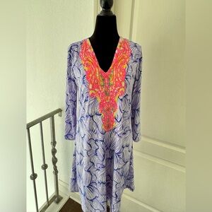 HTF Lilly Pulitzer Sz M Bordeaux Tunic Dress in Lilac with Beaded Neck